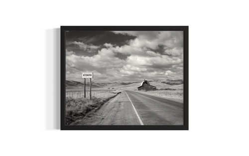 Wyoming Vintage Black and White wall art poster print