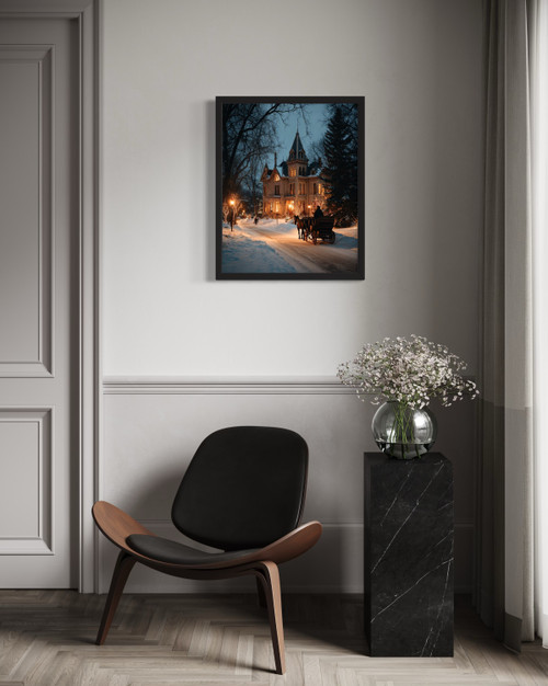 Horse-drawn sleigh Wall Art  Print Poster