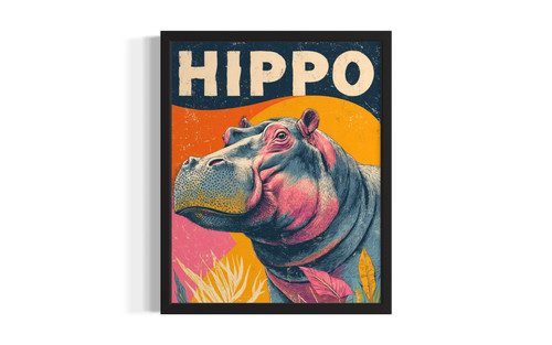 Hippo wall art poster print