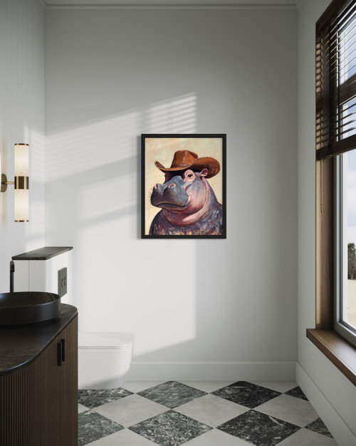 Hippo Wall  Art  Print Poster