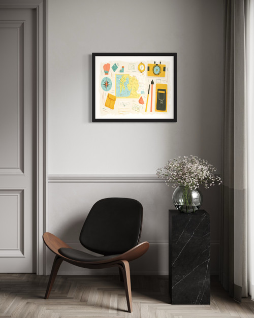 Adventures and Map Wall Art Print Poster