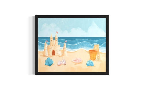 Beach and Sandcastle wall art poster print