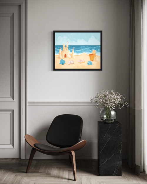 Beach and Sandcastle Wall Art Print Poster