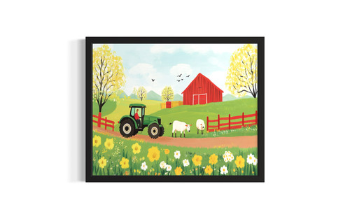 Farm Barn and Tractor wall art poster print