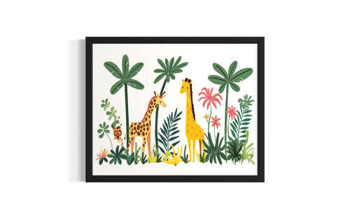 Jungle with Giraffe wall art poster print