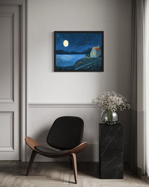 Moon and Stars Wall Art Print Poster