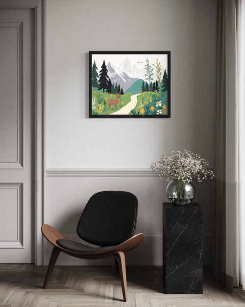 Mountain and Wildlife Wall Art Print Poster