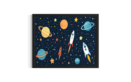 Spaceship and Stars wall art poster print
