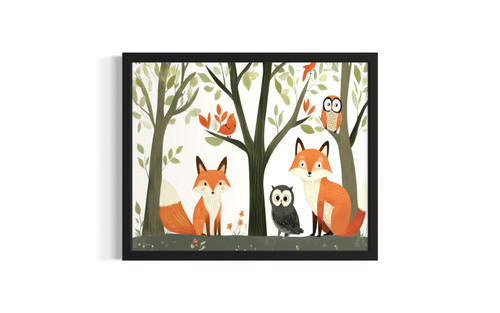 Woodland Animals wall art poster print