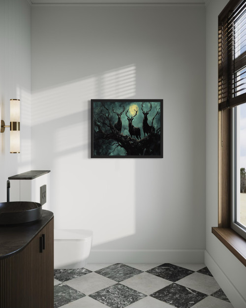 Demonic Deers Wall Art Print Poster