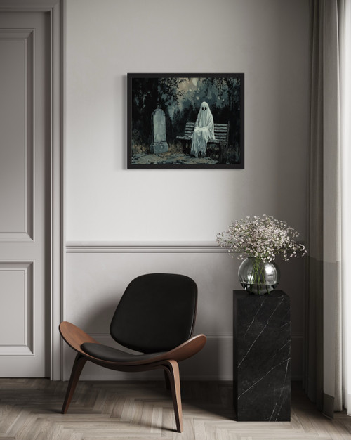 Ghost on Bench Wall Art Print Poster