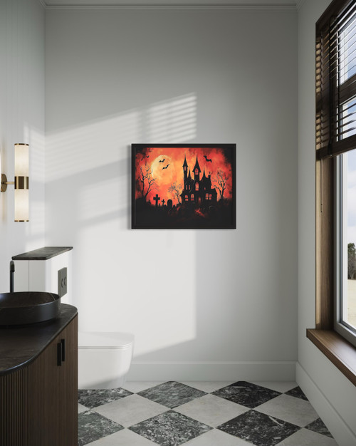 Haunted House and Graves Wall Art Print Poster