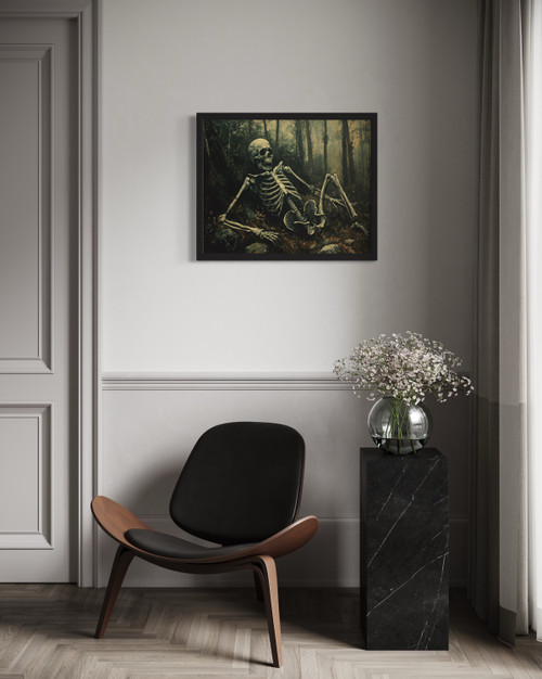 Skeleton in forest Wall Art Print Poster