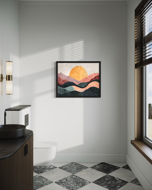 BOHO Sun and Mountains Wall Art Print Poster