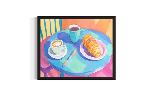 Coffee and Croissant wall art poster print