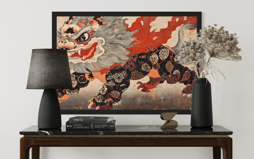 Lunar Lion Dance Wall Art Print Poster