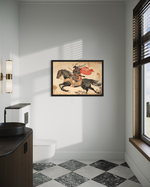 Samurai on Horse Wall Art Print Poster