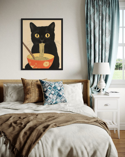 Black Cat Wall  Art Print  Poster