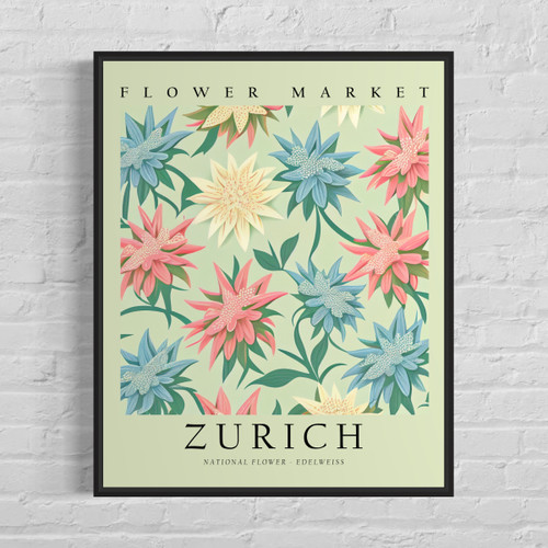 Zurich Switzerland Flower Market Art Print Poster