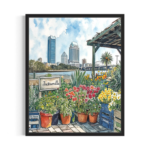 Jacksonville City Flower Market Art Print Poster