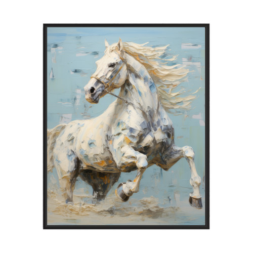 White Horses Abstract Art Print Poster