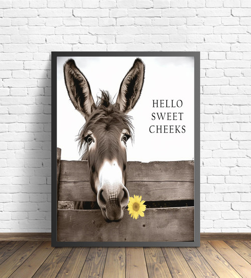 Hello Sweet Cheeks Donkey Bathroom Art Print Poster