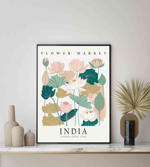 India, Lotus Flower Art Print Poster