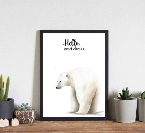 Polar Bear "Hello Sweet Cheeks" Art Print Poster