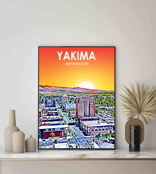 Yakima Washington City Sunset Art Print Poster