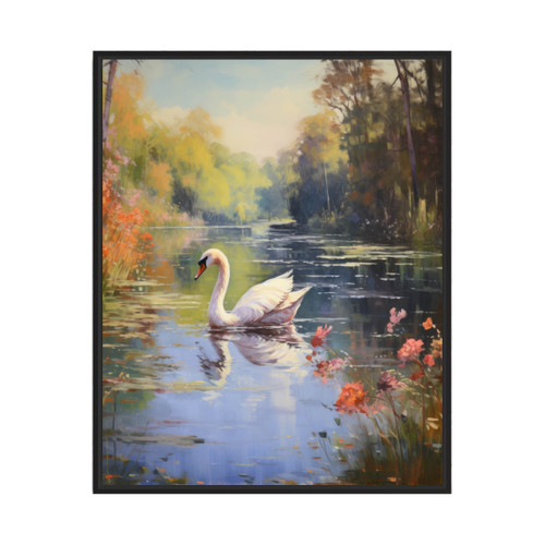 Swan On Lake Waterfowl Art Print Poster