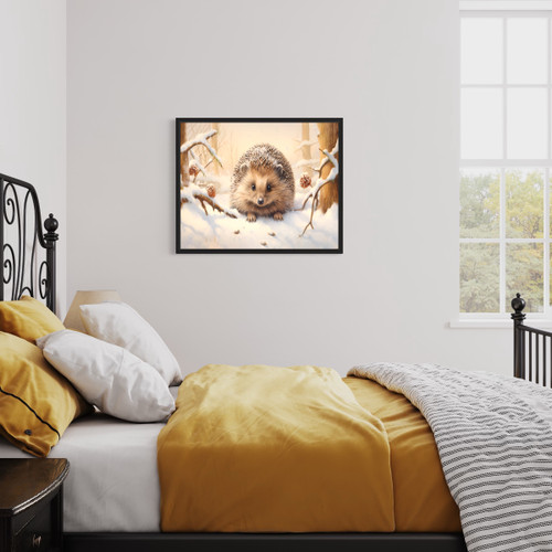 Hedgehog In Winter Art Print Poster