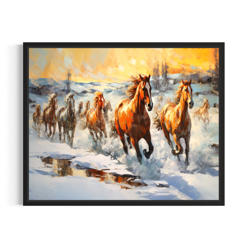 Horse Running Art Print Poster