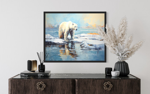 Polar Bear On Ice Art Print Poster