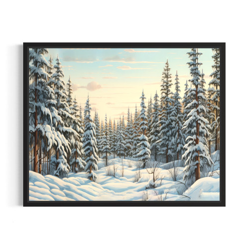 Winter Pine Tree Forest Art Print Poster