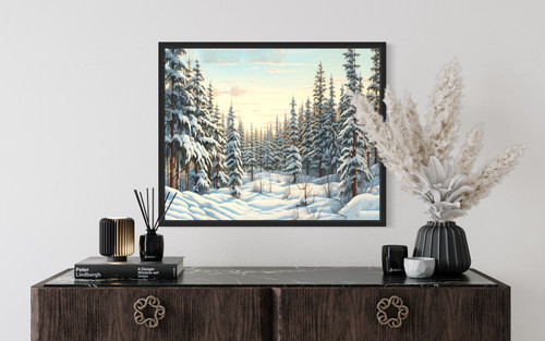 Winter Pine Tree Forest Art Print Poster