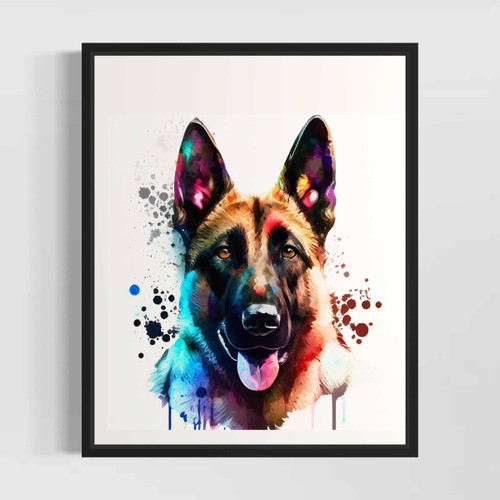 Belgian Shepherd Watercolor Art Print Poster