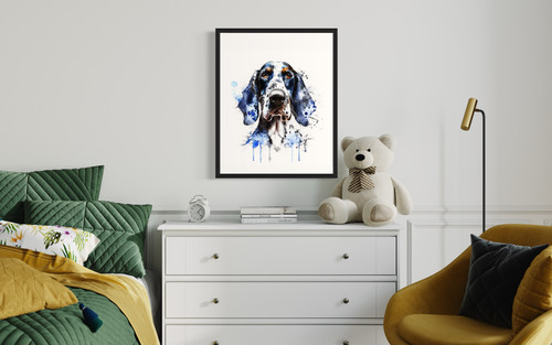 Bluetick Coonhound  Watercolor Art Print Poster