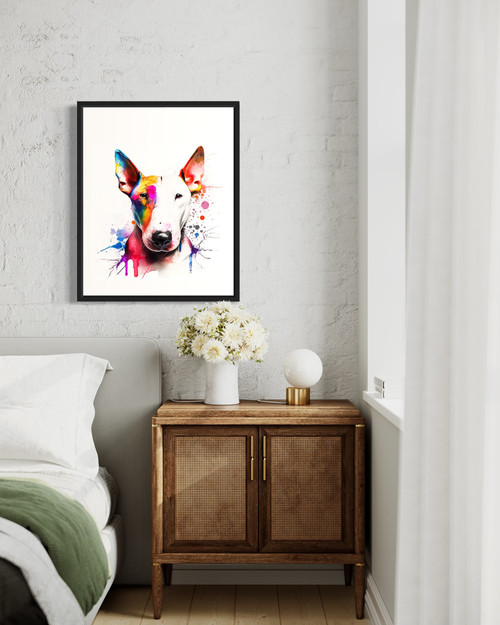 Bull Terrier Watercolor Art Print Poster