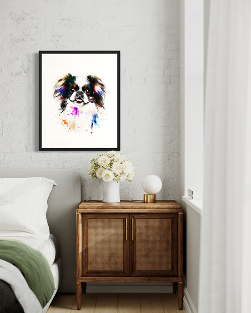 Japanese Chin Watercolor Art Print Poster