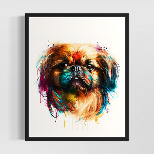 Pekingese Watercolor Art Print Poster