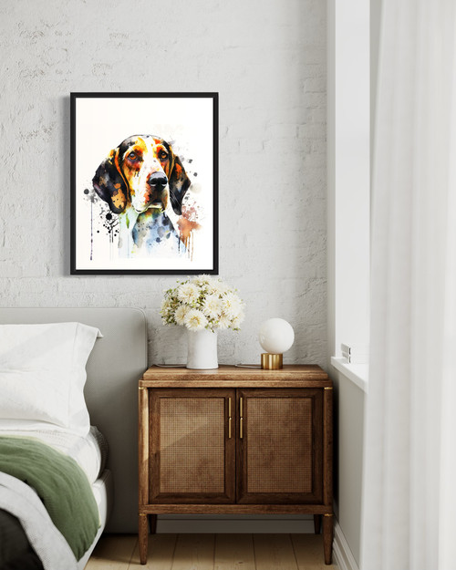 Treeing Walker Coonhounds Watercolor Art Print Poster