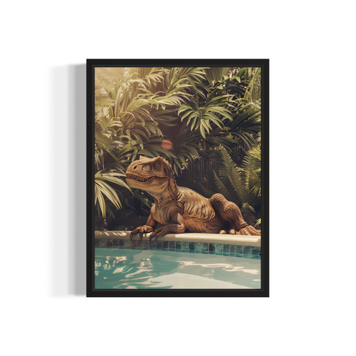 T-Rex Relaxing by Pool Art Print Poster