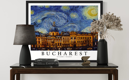 Bucharest as Van Gogh Art Print Poster