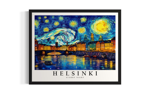Helsinki as Van Gogh Art Print Poster
