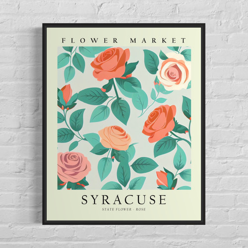 Syracuse New York Flower Market Art Print Poster