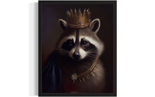 Racoon with Crown Art Print Poster