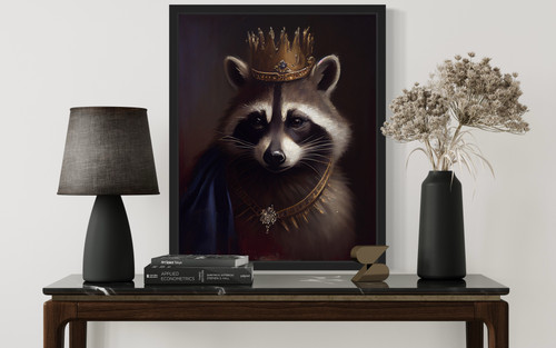 Racoon with Crown Art Print Poster