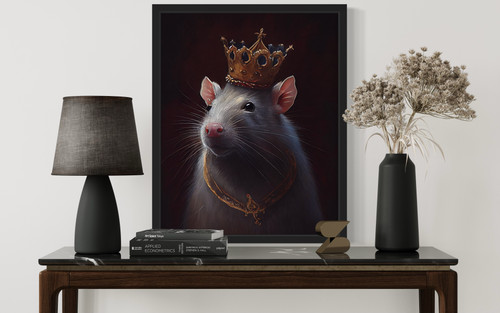 Rat with Crown Art Print Poster