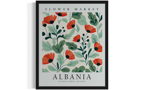 Albania Red Poppy Art Print Poster