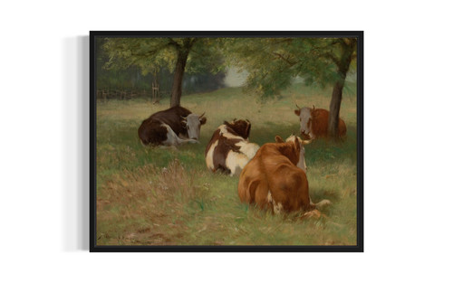 Cows in a Grassy Field Art Print Poster